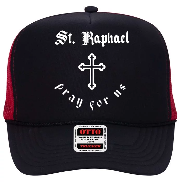 Pray For Us St. Raphael High Crown Mesh Trucker Hat