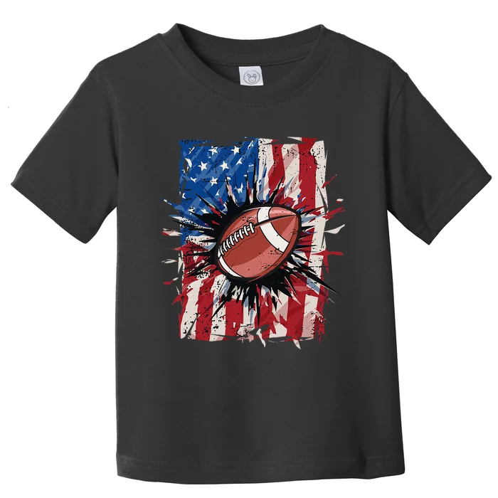 Patriotic Football Usa American Flag Toddler T-Shirt