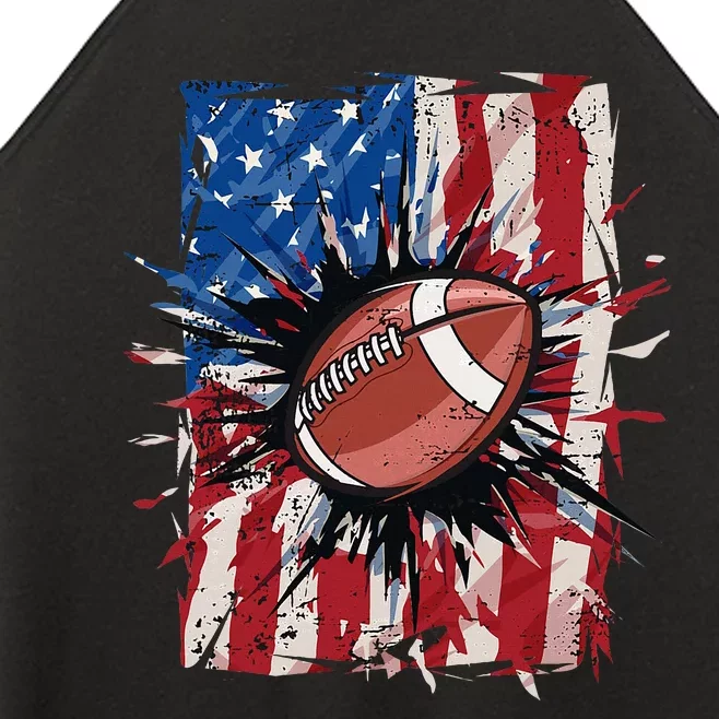 Patriotic Football Usa American Flag Women’s Perfect Tri Rocker Tank