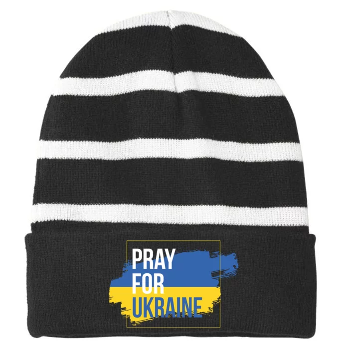 Pray For Ukraine Striped Beanie with Solid Band