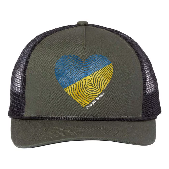 Pray For Ukraine Heart Retro Rope Trucker Hat Cap