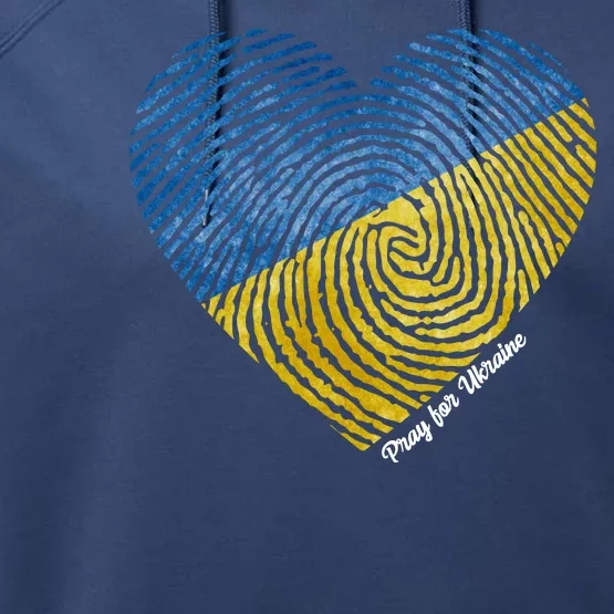 Pray For Ukraine Heart Performance Fleece Hoodie