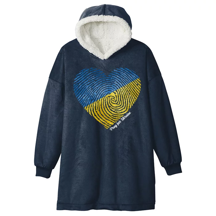 Pray For Ukraine Heart Hooded Wearable Blanket