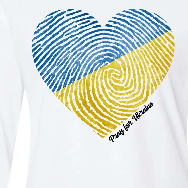 Pray For Ukraine Heart Womens Cotton Relaxed Long Sleeve T-Shirt