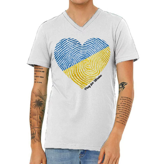 Pray For Ukraine Heart V-Neck T-Shirt