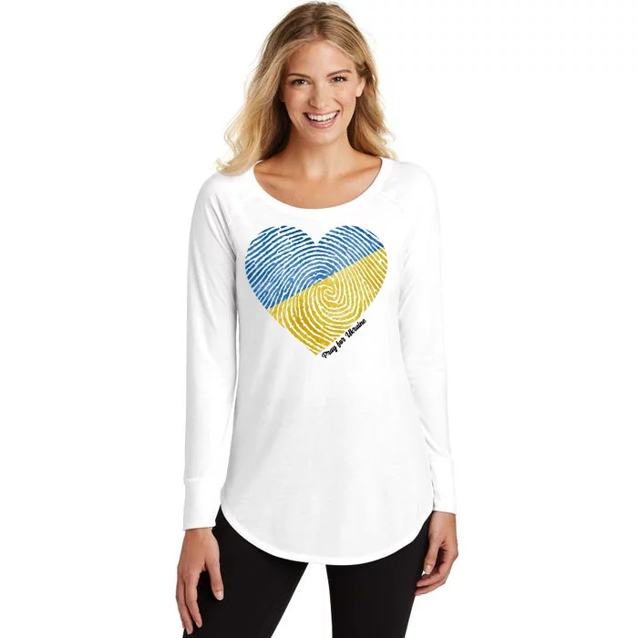 Pray For Ukraine Heart Women's Perfect Tri Tunic Long Sleeve Shirt