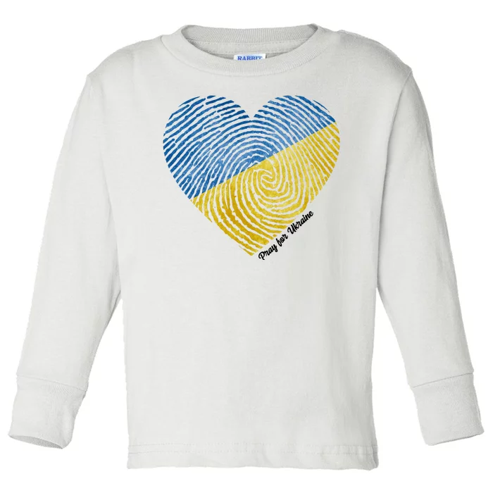 Pray For Ukraine Heart Toddler Long Sleeve Shirt