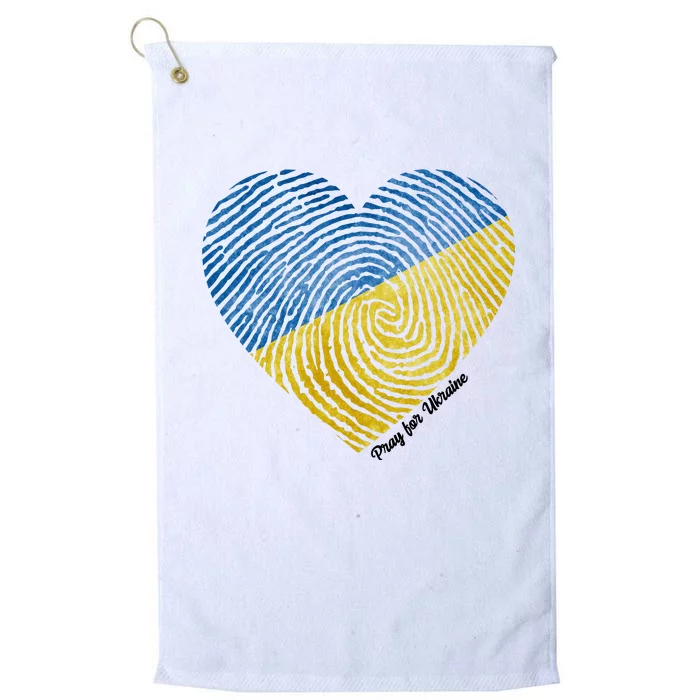 Pray For Ukraine Heart Platinum Collection Golf Towel