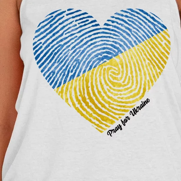 Pray For Ukraine Heart Women's Knotted Racerback Tank