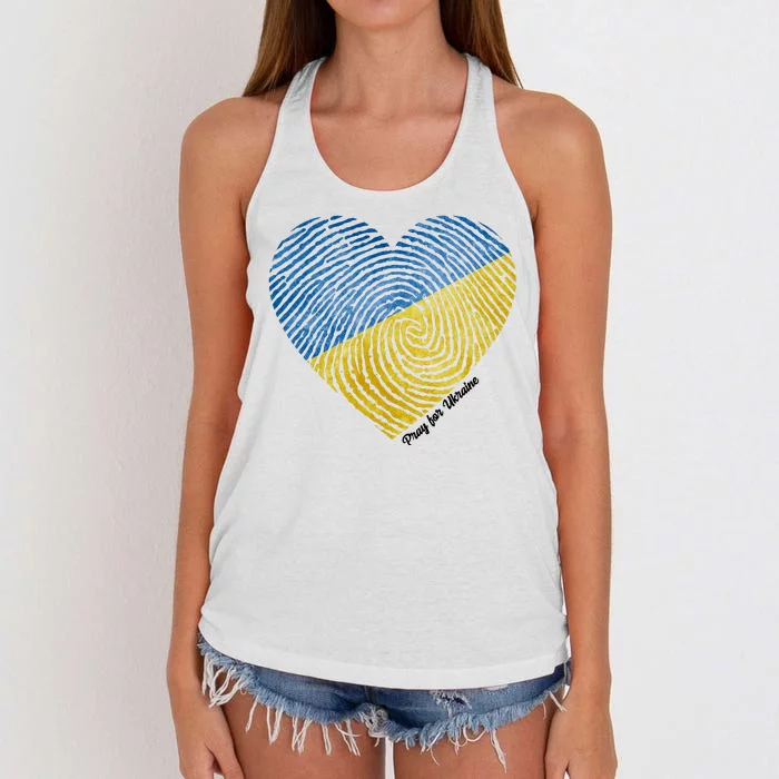 Pray For Ukraine Heart Women's Knotted Racerback Tank