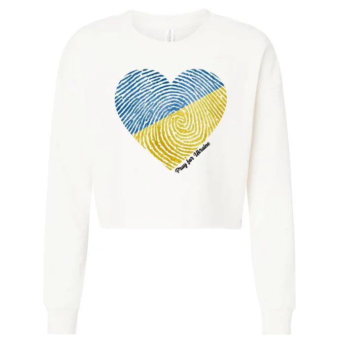 Pray For Ukraine Heart Cropped Pullover Crew