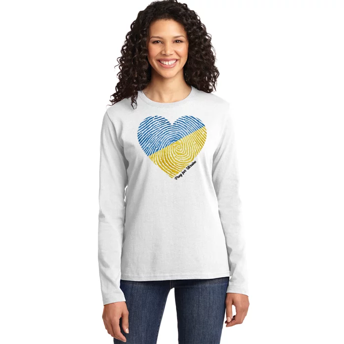 Pray For Ukraine Heart Ladies Long Sleeve Shirt