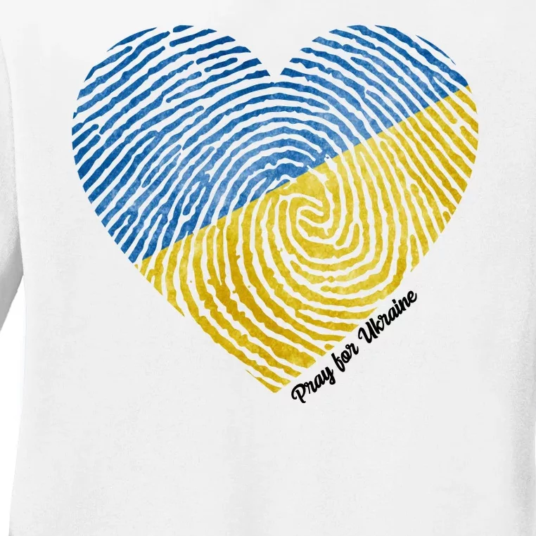 Pray For Ukraine Heart Ladies Long Sleeve Shirt