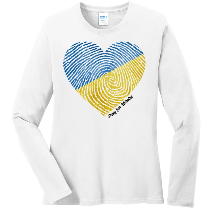 Pray For Ukraine Heart Ladies Long Sleeve Shirt