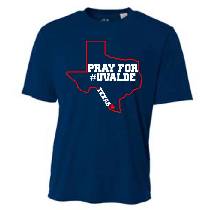 Pray For Uvalde Texas Strong Map Cooling Performance Crew T-Shirt