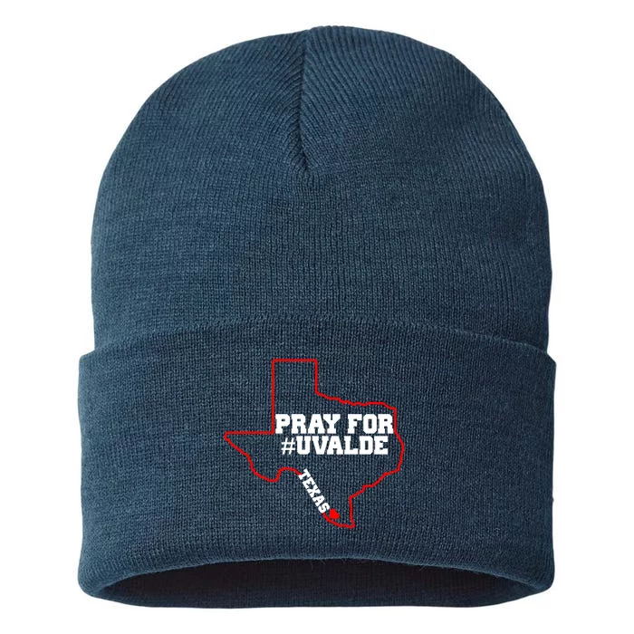 Pray For Uvalde Texas Strong Map Sustainable Knit Beanie