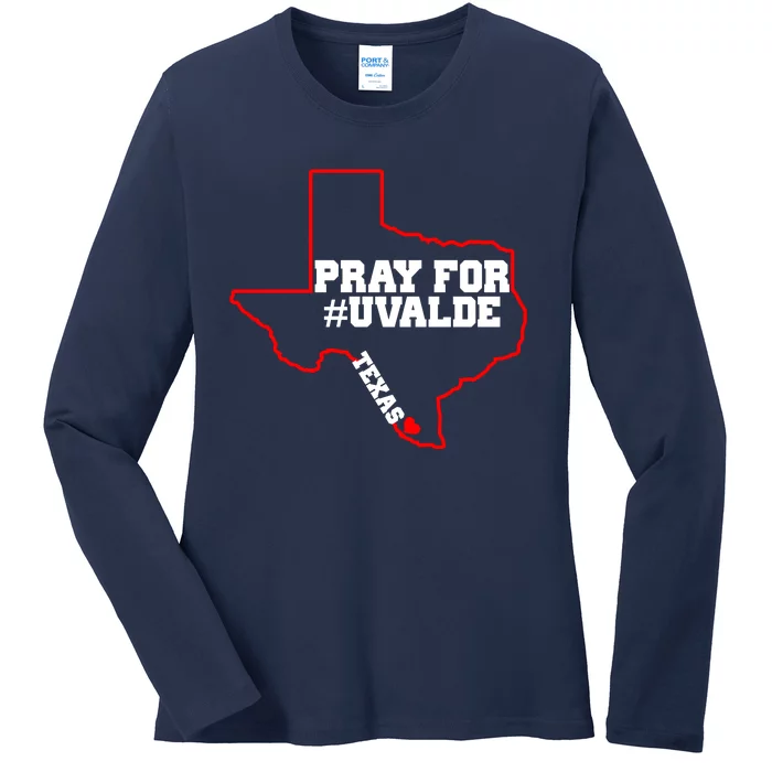 Pray For Uvalde Texas Strong Map Ladies Long Sleeve Shirt