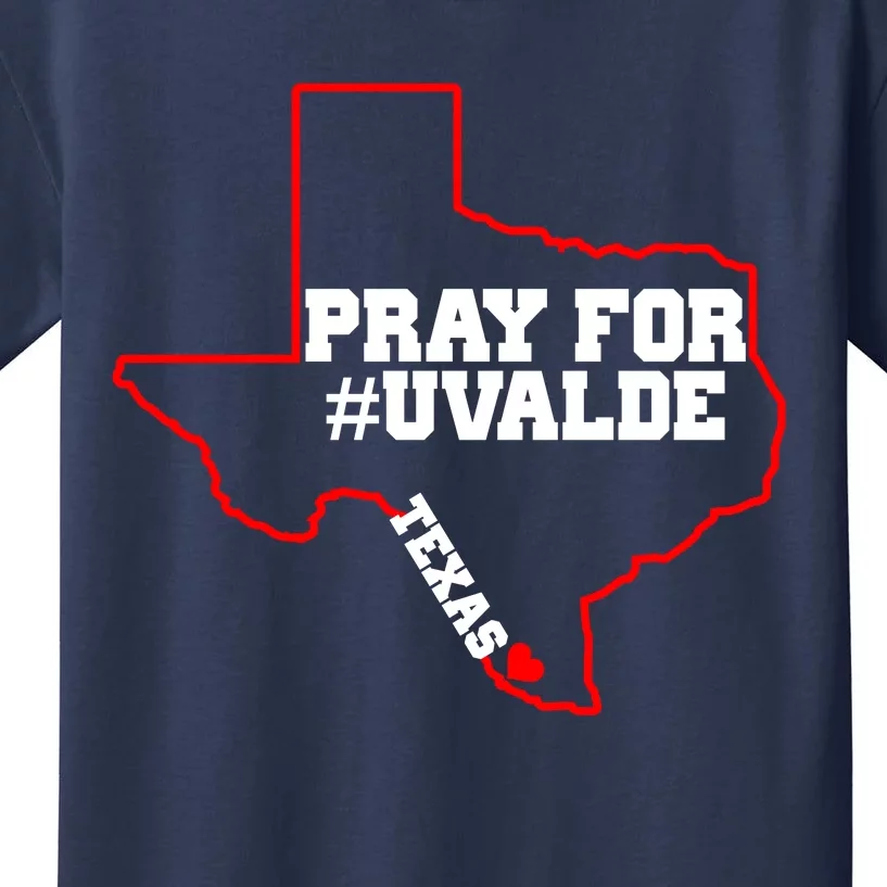 Pray For Uvalde Texas Strong Map Kids T-Shirt