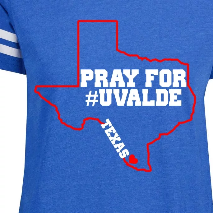 Pray For Uvalde Texas Strong Map Enza Ladies Jersey Football T-Shirt