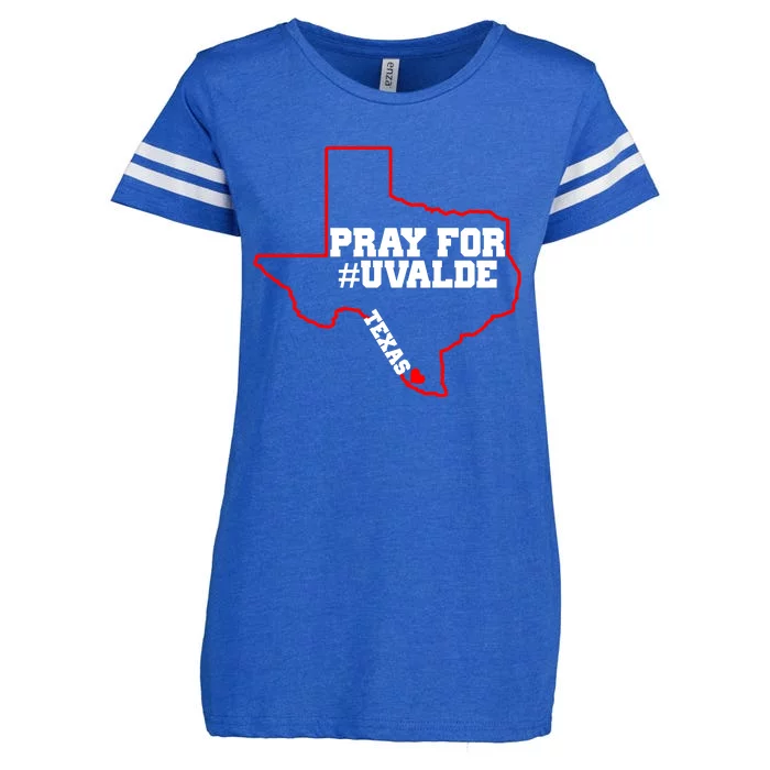 Pray For Uvalde Texas Strong Map Enza Ladies Jersey Football T-Shirt