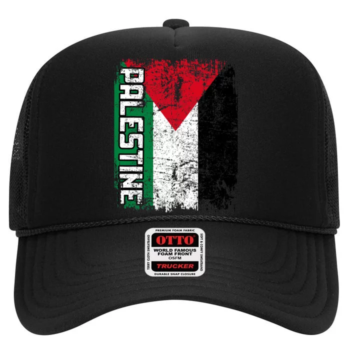 Palestine Flag | Vintage Big Palestine Flag High Crown Mesh Trucker Hat