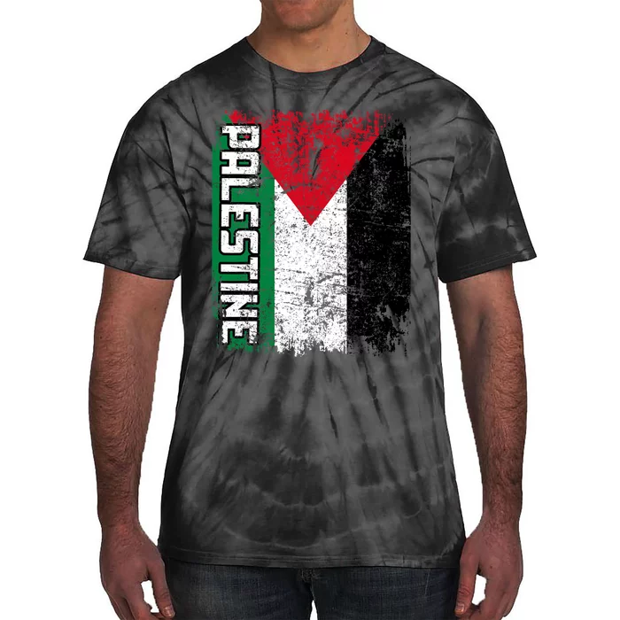 Palestine Flag | Vintage Big Palestine Flag Tie-Dye T-Shirt