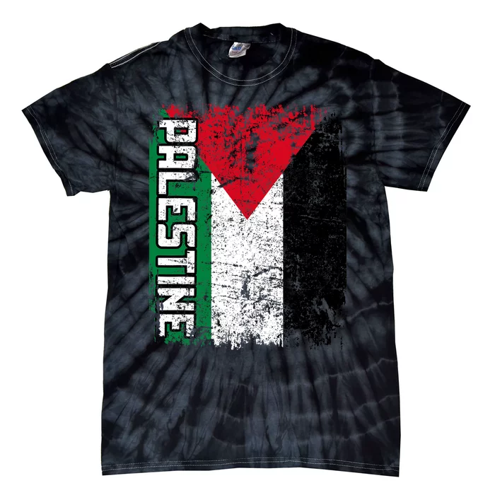 Palestine Flag | Vintage Big Palestine Flag Tie-Dye T-Shirt