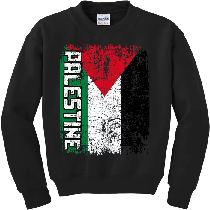 Palestine Flag | Vintage Big Palestine Flag Kids Sweatshirt