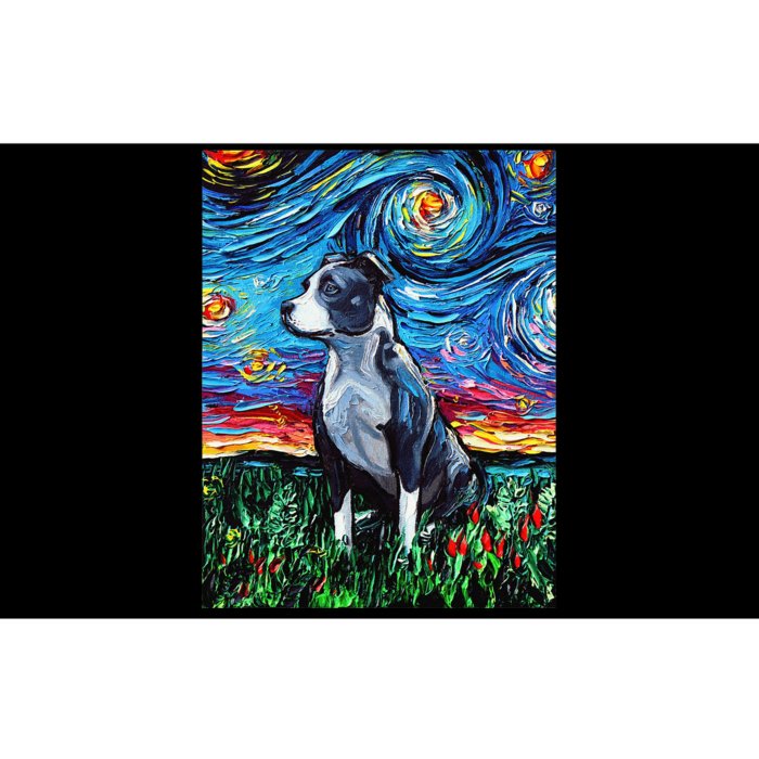 Pitbull Full Version Starry Night Dog Art by Aja Bumper Sticker