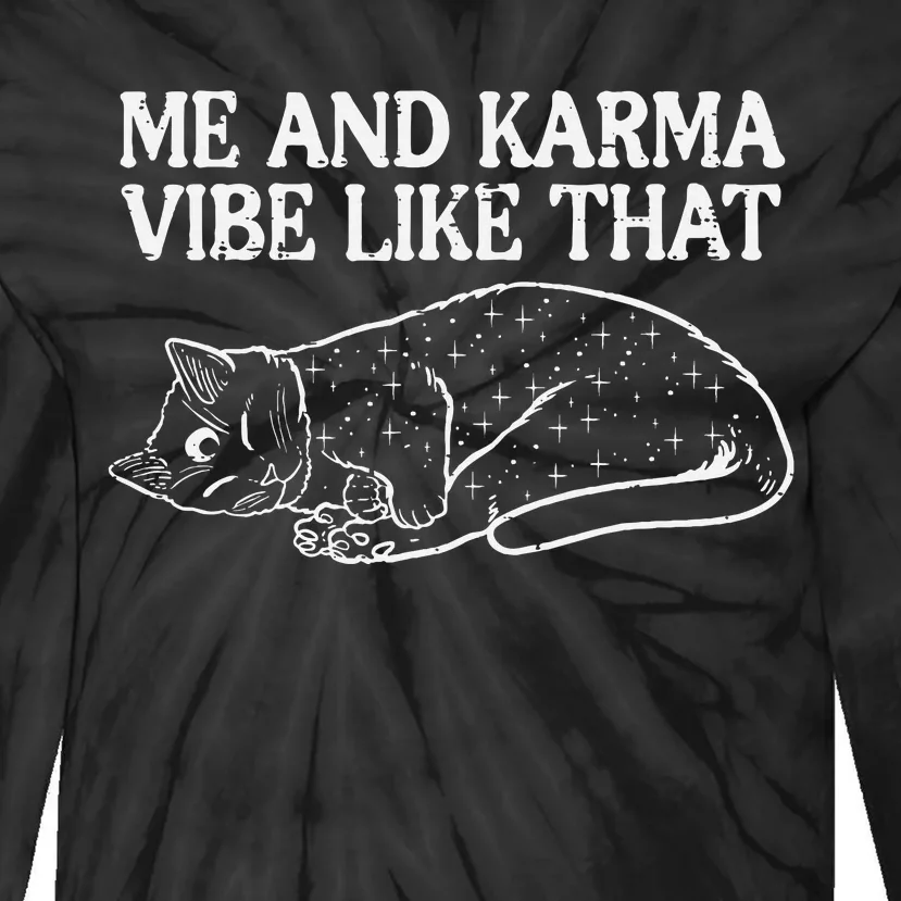 Playful Feline Vibes Hilarious Me and Karma Design Tie-Dye Long Sleeve Shirt