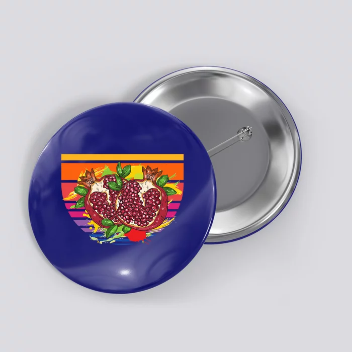 Pomegranate Fruit Vintage Retro Food Lover Funny Gift Button