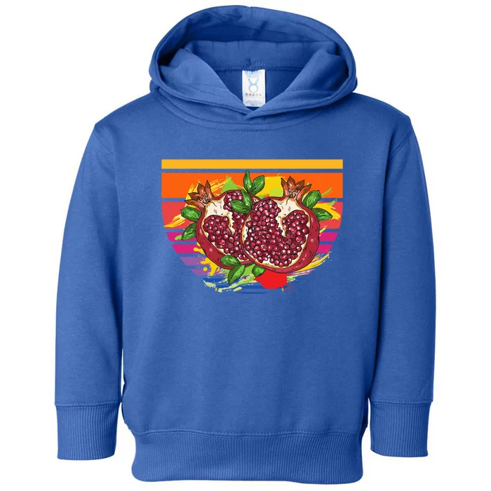 Pomegranate Fruit Vintage Retro Food Lover Funny Gift Toddler Hoodie