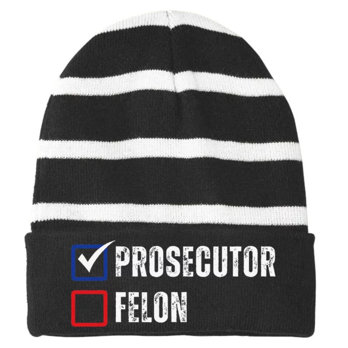 Prosecutor Felon Voting Ballot 2024 Striped Beanie with Solid Band