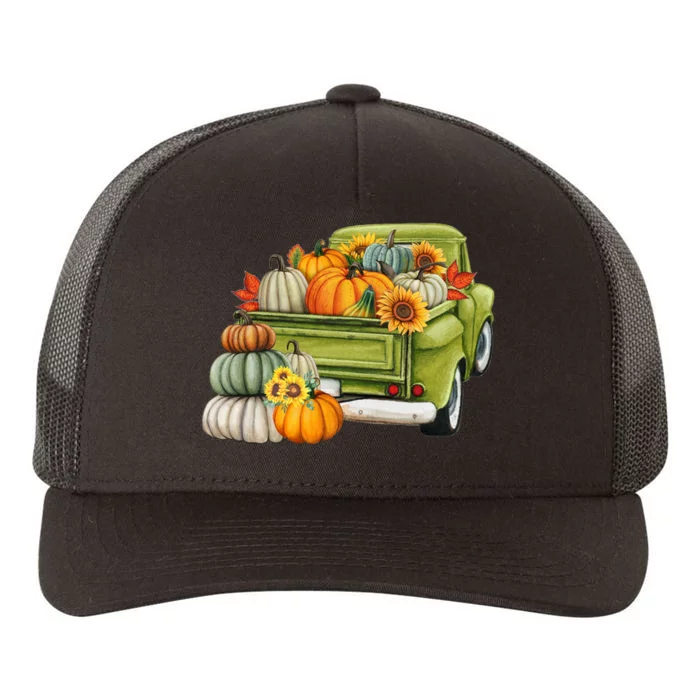 Pumpkin Fall Vintage Truck Yupoong Adult 5-Panel Trucker Hat