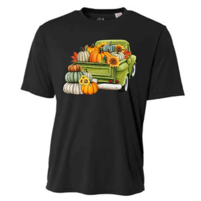 Pumpkin Fall Vintage Truck Cooling Performance Crew T-Shirt