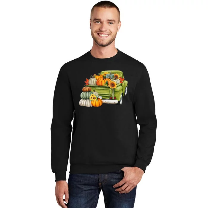 Pumpkin Fall Vintage Truck Tall Sweatshirt