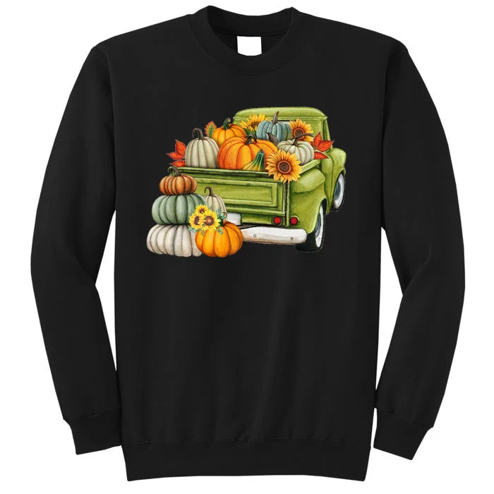 Pumpkin Fall Vintage Truck Tall Sweatshirt