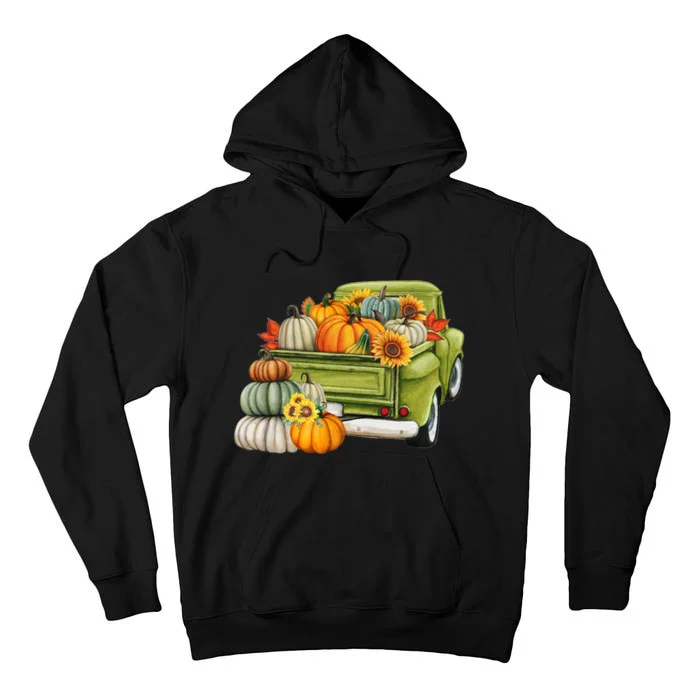 Pumpkin Fall Vintage Truck Tall Hoodie