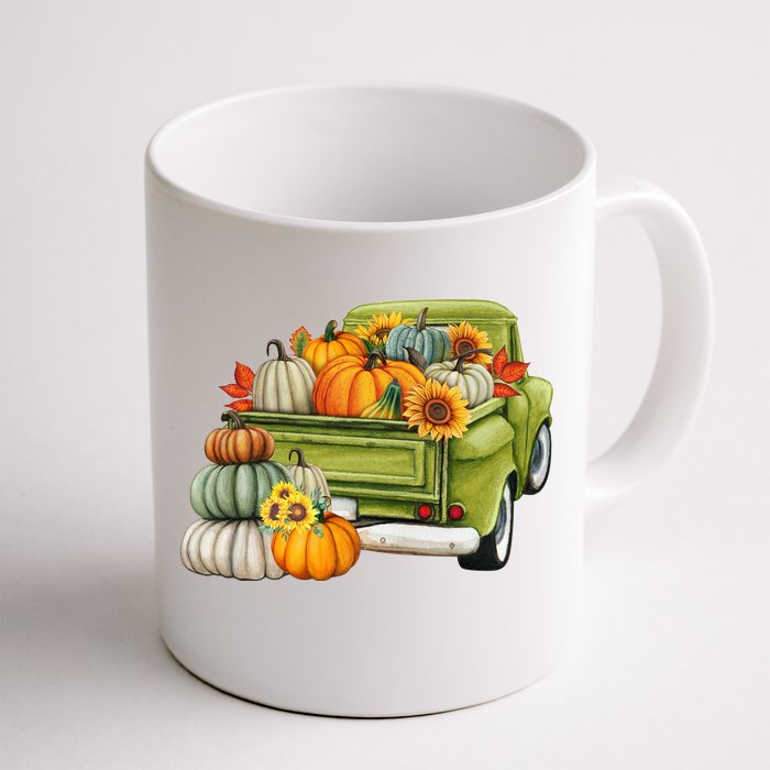 Pumpkin Fall Vintage Truck Front & Back Coffee Mug