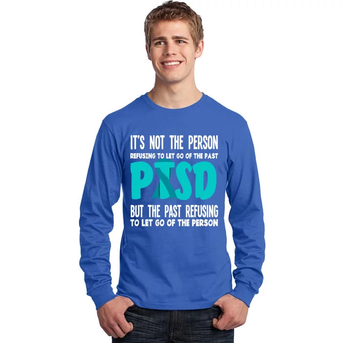 Ptsd Fighter Warrior Teal Ribbon Ptsd Awareness Gift Tall Long Sleeve T-Shirt