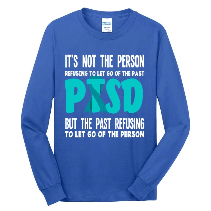 Ptsd Fighter Warrior Teal Ribbon Ptsd Awareness Gift Tall Long Sleeve T-Shirt