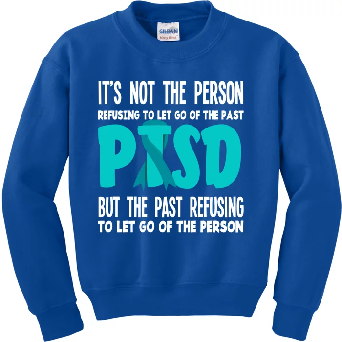 Ptsd Fighter Warrior Teal Ribbon Ptsd Awareness Gift Kids Sweatshirt