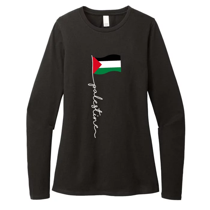 Palestine Flag With Palestine Name For Palestinians & Alquds Womens CVC Long Sleeve Shirt