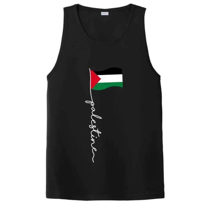 Palestine Flag With Palestine Name For Palestinians & Alquds Performance Tank