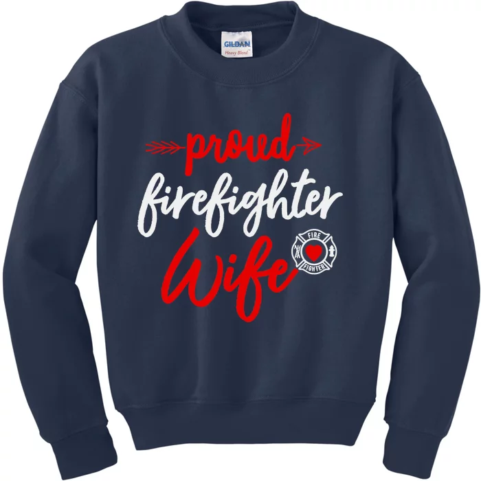 Proud Firefighter Wife gift Fireman's Husband boyfriend Kids Sweatshirt