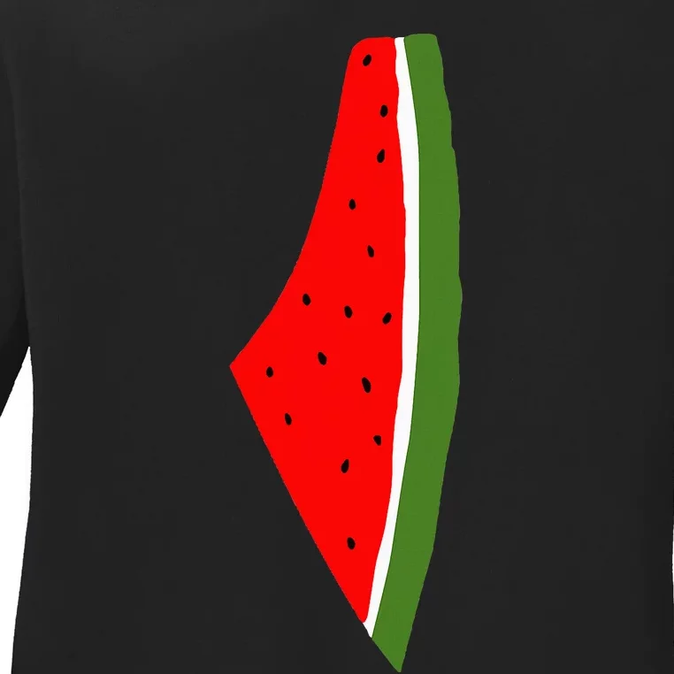 Palestine Flag Watermelon Peace Ladies Long Sleeve Shirt