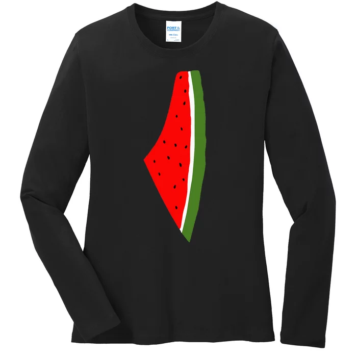 Palestine Flag Watermelon Peace Ladies Long Sleeve Shirt