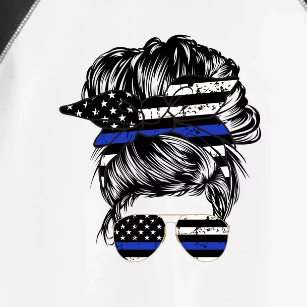 Police Flag Wife Mom Bun Hair Sunglasses Headband Toddler Fine Jersey T-Shirt