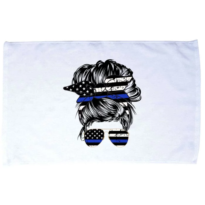 Police Flag Wife Mom Bun Hair Sunglasses Headband Microfiber Hand Towel