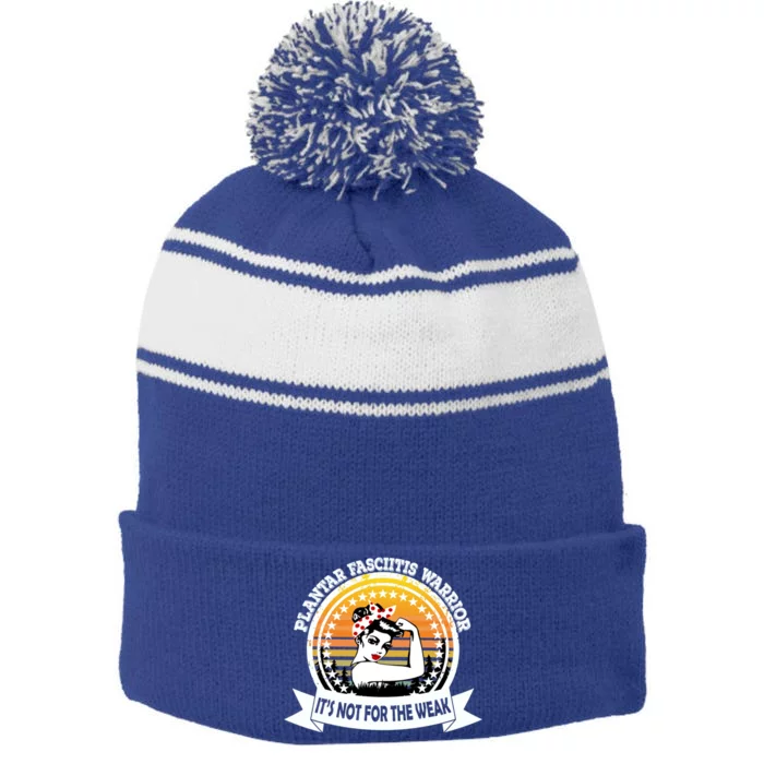 Plantar Fasciitis Warrior Gift Stripe Pom Pom Beanie